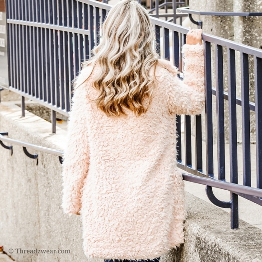LAST ONE Super Soft Teddy Bear Jacket - Blush Pink - Picture 5 of 6